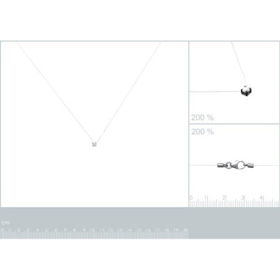 Collier argent massif 925 rhodié et oxyde de zirconium longueur 42 cm