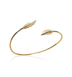 Jonc plaqué or 750 3 microns bicolore et oxyde zirconium diamètre 56 mm