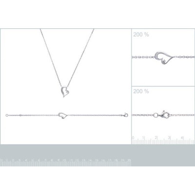 Collier argent massif 925 rhodié et oxyde de zirconium longueur 45 cm