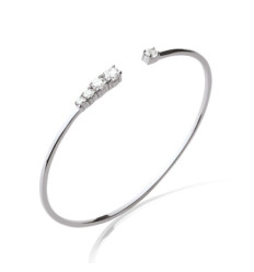 Jonc argent massif 925 rhodié et oxyde de zirconium diamètre 56 mm