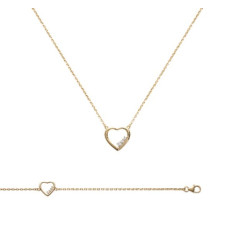 Collier plaqué or 750 3 microns et oxyde de zirconium longueur 45 cm