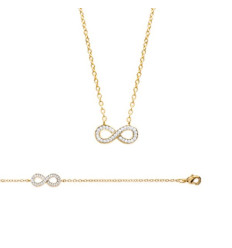 Collier plaqué or 750 3 microns bicolore et oxyde de zirconium micro serti longueur 45 cm