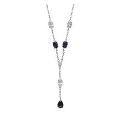 Collier argent massif 925 rhodié et oxyde de zirconium longueur 42 cm
