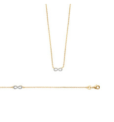 Bracelet plaqué or 750 3 microns bicolore et oxyde de zirconium longueur 18 cm