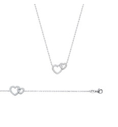 Collier argent massif 925 rhodié et oxyde de zirconium micro serti longueur 45 cm