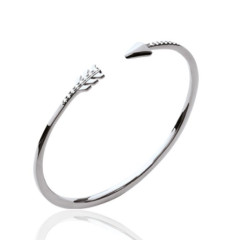 Jonc argent massif 925 rhodié et oxyde de zirconium diamètre 56 mm