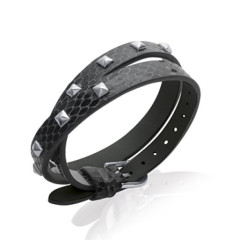 Bracelet acier et cuir longueur 19 cm