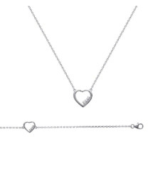 Collier argent massif 925 rhodié et oxyde de zirconium longueur 45 cm