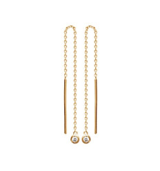 Boucles chaînes d'oreilles pendantes Plaqué Or jaune Zircon