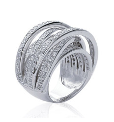 Bague argent massif 925 rhodié et oxyde de zirconium