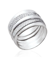 Bague argent massif 925 rhodié et oxyde de zirconium