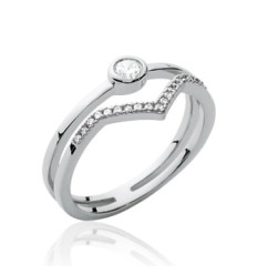 Bague argent massif 925 rhodié et oxyde de zirconium