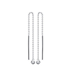 Boucles d'oreilles 40 mm fil chaîne - Jodie - argent 925 rhodié - zirconium