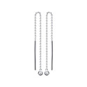Boucles d'oreilles 40 mm fil chaîne - Jodie - argent 925 rhodié - zirconium