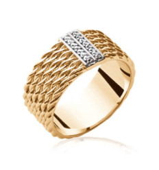 Bague plaqué or 750 5 microns bicolore et oxyde de zirconium