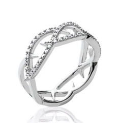 Bague argent massif 925 rhodié et oxyde de zirconium
