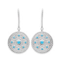 Boucles d'oreilles 35 mm indienne aztèque - Liyah - argent rhodié - pierres bleu