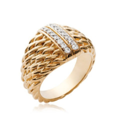 Bague plaqué or 750 5 microns bicolore et oxyde de zirconium