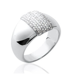 Bague argent massif 925 rhodié et oxyde de zirconium