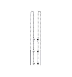 Boucles chaînes d'oreilles 65 mm longues - Ines - argent massif 925/000 rhodié