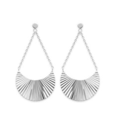 Boucles d'oreilles pendantes 42 mm chaîne lune - Nina - argent massif 925 rhodié