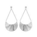 Boucles d'oreilles pendantes 42 mm chaîne lune - Nina - argent massif 925 rhodié
