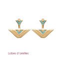 Boucles lobes d'oreilles indiennes Plaqué Or Pierre imitation turquoise