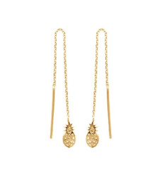 Boucles chaînes d'oreilles Ananas pendantes Plaqué Or