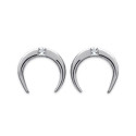 Boucles d'oreilles puces 10 mm croissants - Maya - argent massif rhodié - zircon