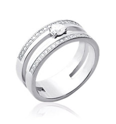 Bague argent massif 925 rhodié et oxyde de zirconium