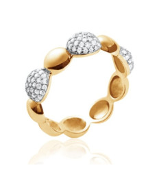 Bague plaqué or 750 5 microns bicolore et oxyde de zirconium