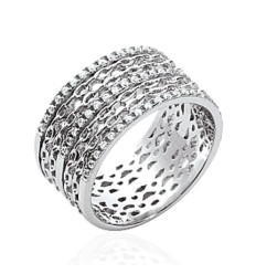 Bague argent massif 925 rhodié et oxyde de zirconium