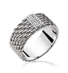 Bague argent massif 925 rhodié et oxyde de zirconium