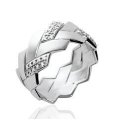 Bague argent massif 925 rhodié et oxyde de zirconium
