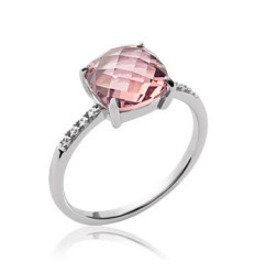 Bague argent massif 925 rhodié oxyde et pierre de synthèse