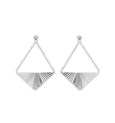 Boucles d'oreilles 33 mm chaînes triangle - Rita - argent massif 925/000 rhodié