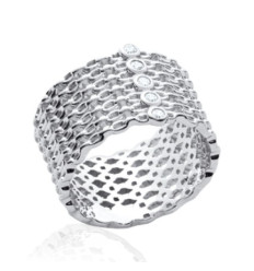 Bague argent massif 925 rhodié et oxyde de zirconium