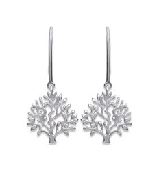 Boucles d'oreilles 30 mm dormeuses arbre de vie - Line - argent 925/000 rhodié