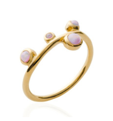 Bague plaqué or 750 5 microns et pierre de synthèse