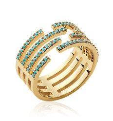 Bague plaqué or 750 5 microns et pierre de synthèse