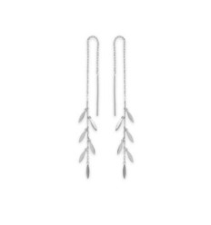 Boucles chaînes d'oreilles pendantes feuilles d'arbre argent massif rhodié