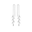Boucles chaînes d'oreilles pendantes feuilles d'arbre argent massif rhodié