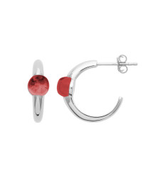 Créoles Grenat Argent 925 rhodié