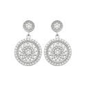Boucles d'oreilles pendantes soleils rondes Argent rhodié Zirconium