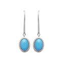 Boucles d'oreilles pierre imitation turquoise bleue Argent rhodié crochets