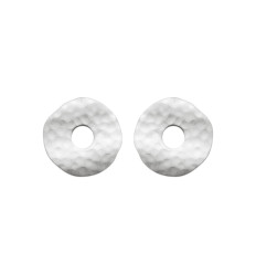 Boucles d'oreilles puces femme rondelles martelées Argent 925 rhodié