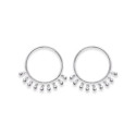 Boucles d'oreilles Argent 925 rhodié anneaux petites boules pendantes