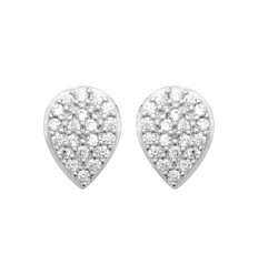 Boucles d'oreilles femme puces Argent rhodié goutte Zirconium