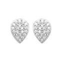 Boucles d'oreilles femme puces Argent rhodié goutte Zirconium