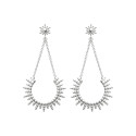 Boucles d'oreilles pendantes soleil chaîne Argent 925 rhodié